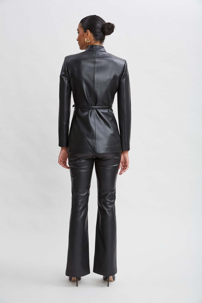 Vegan Leather Belted Blazer