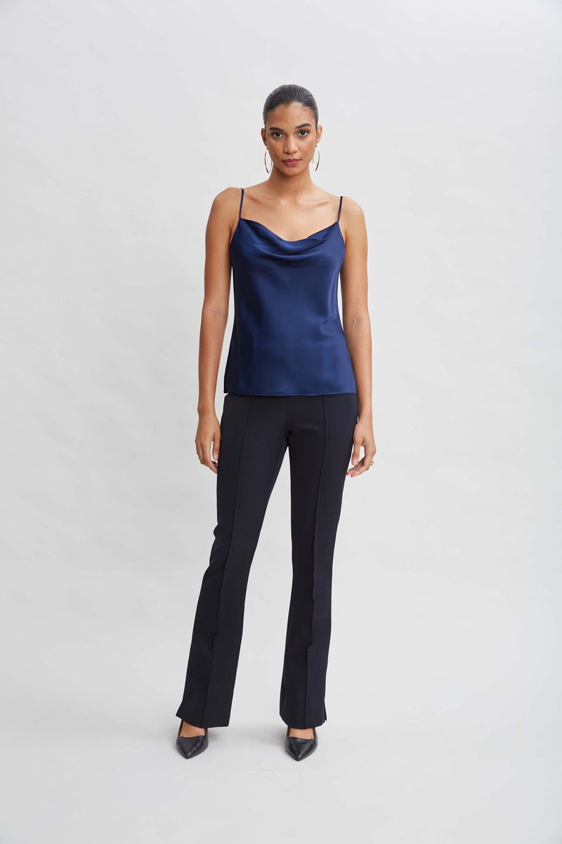 Crepe Seam Slit Flare Pant