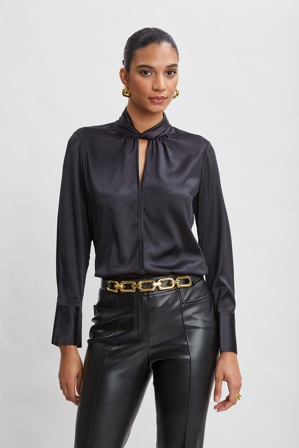 Silk Twist Neck Shirt