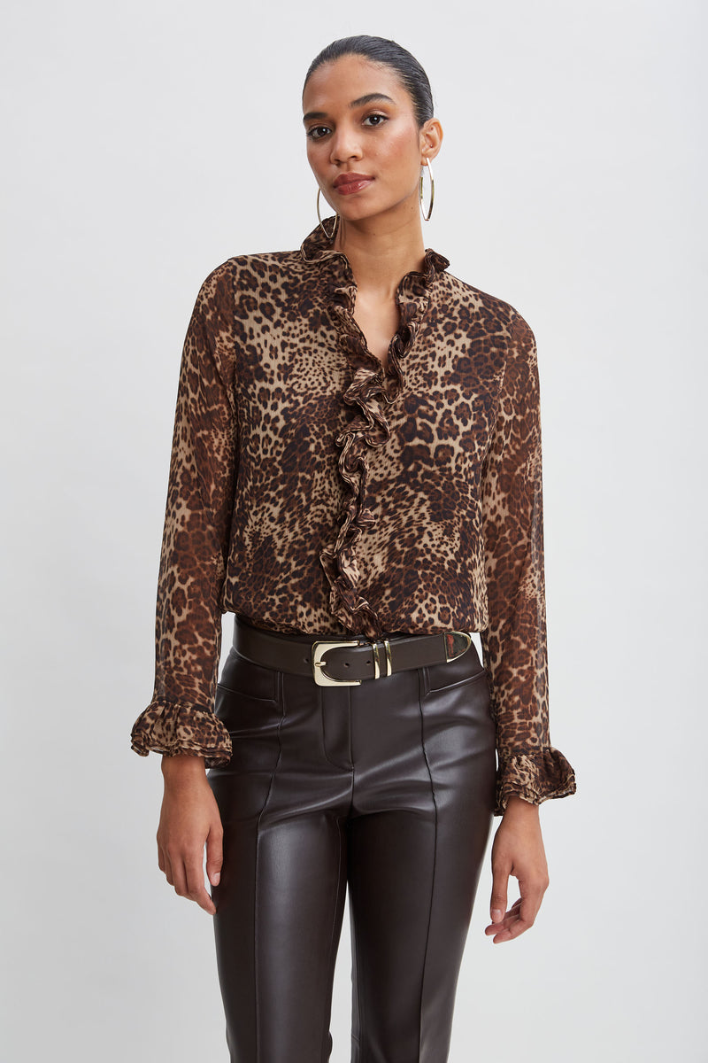 Crinkle Chiffon Safari Blouson Shirt