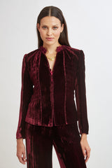 Plisse Velvet Embroidered Jacket