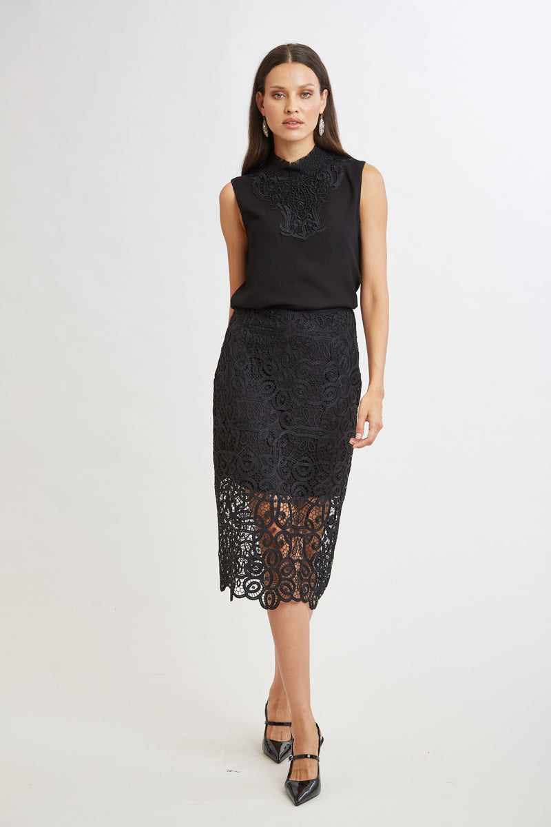 Crochet Lace Midi Skirt