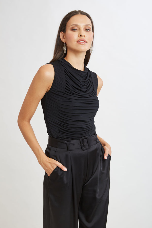 Pleat Detail Matte Jersey Knit