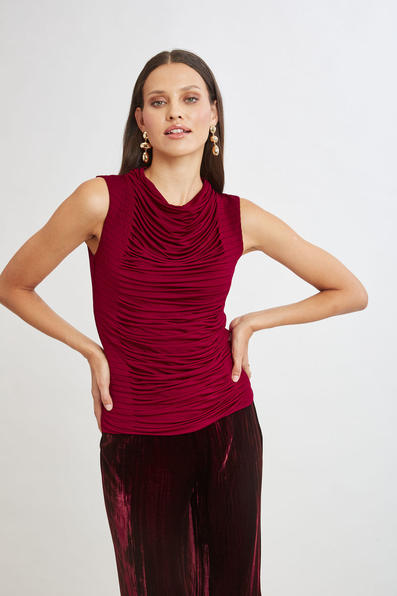 Pleat Detail Matte Jersey Knit