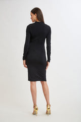 Pleat Detail Matte Jersey Dress