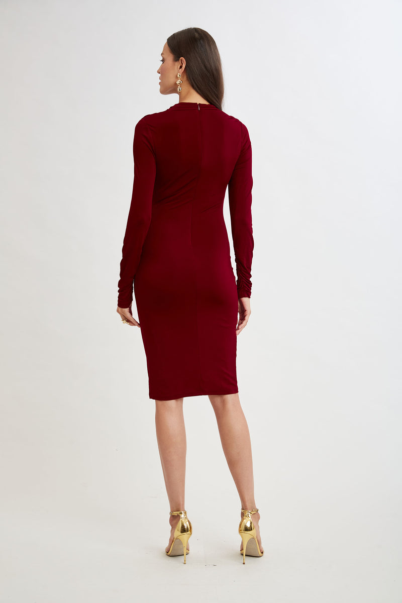 Pleat Detail Matte Jersey Dress