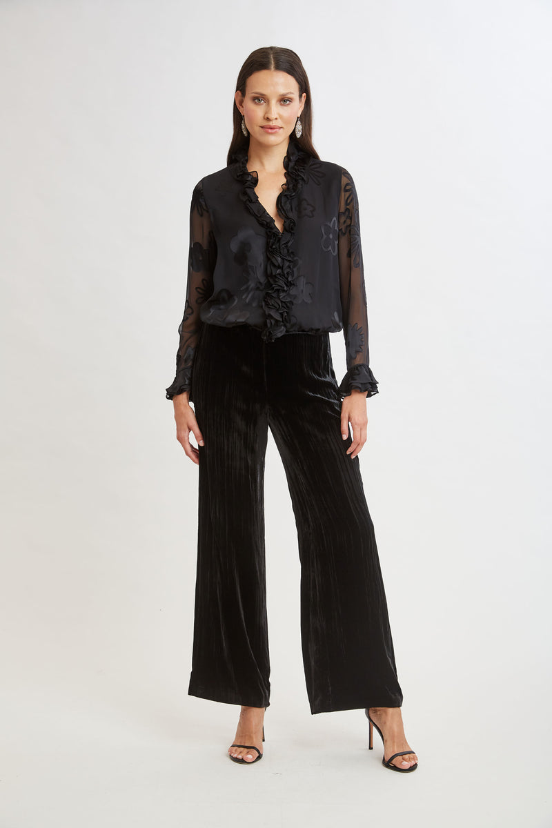 Plisse Velvet Fluid Pant