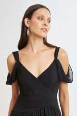 Georgette Cold Shoulder Gown