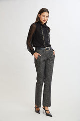 Fit & Flare Metallic Tweed Pant