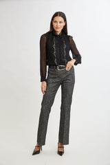 Fit & Flare Metallic Tweed Pant