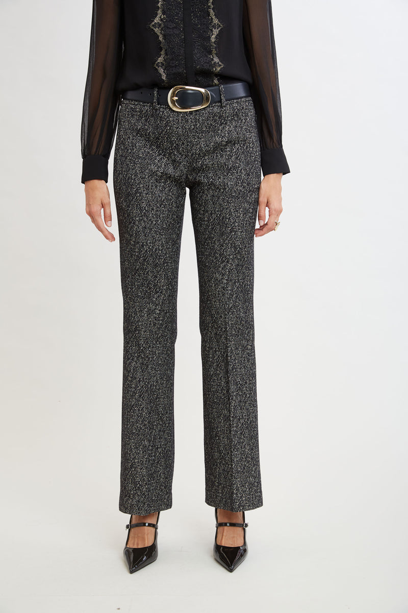 Fit & Flare Metallic Tweed Pant