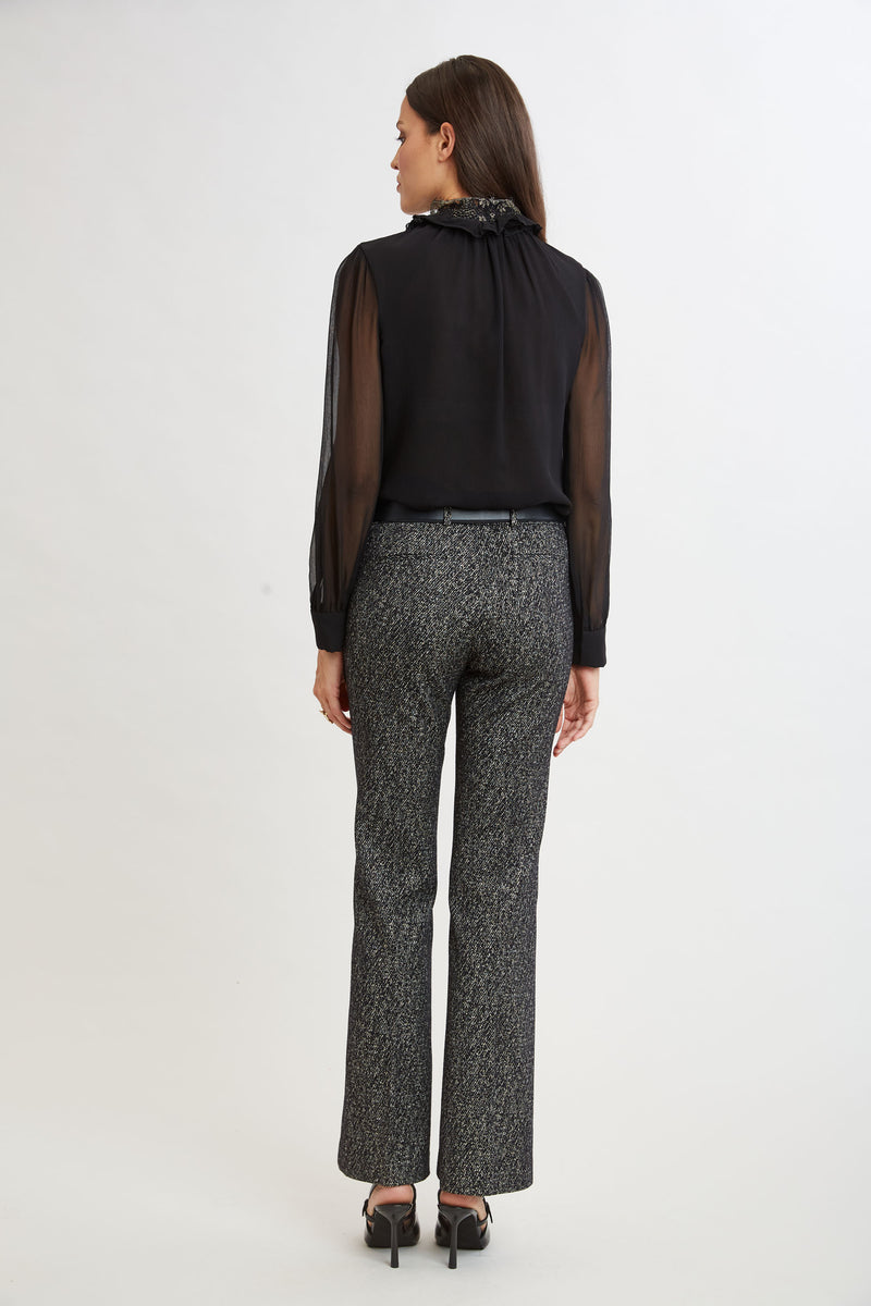 Fit & Flare Metallic Tweed Pant