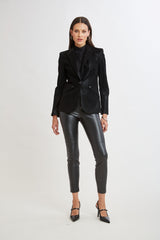 Croco Embossed Vegan Leather Panel Blazer