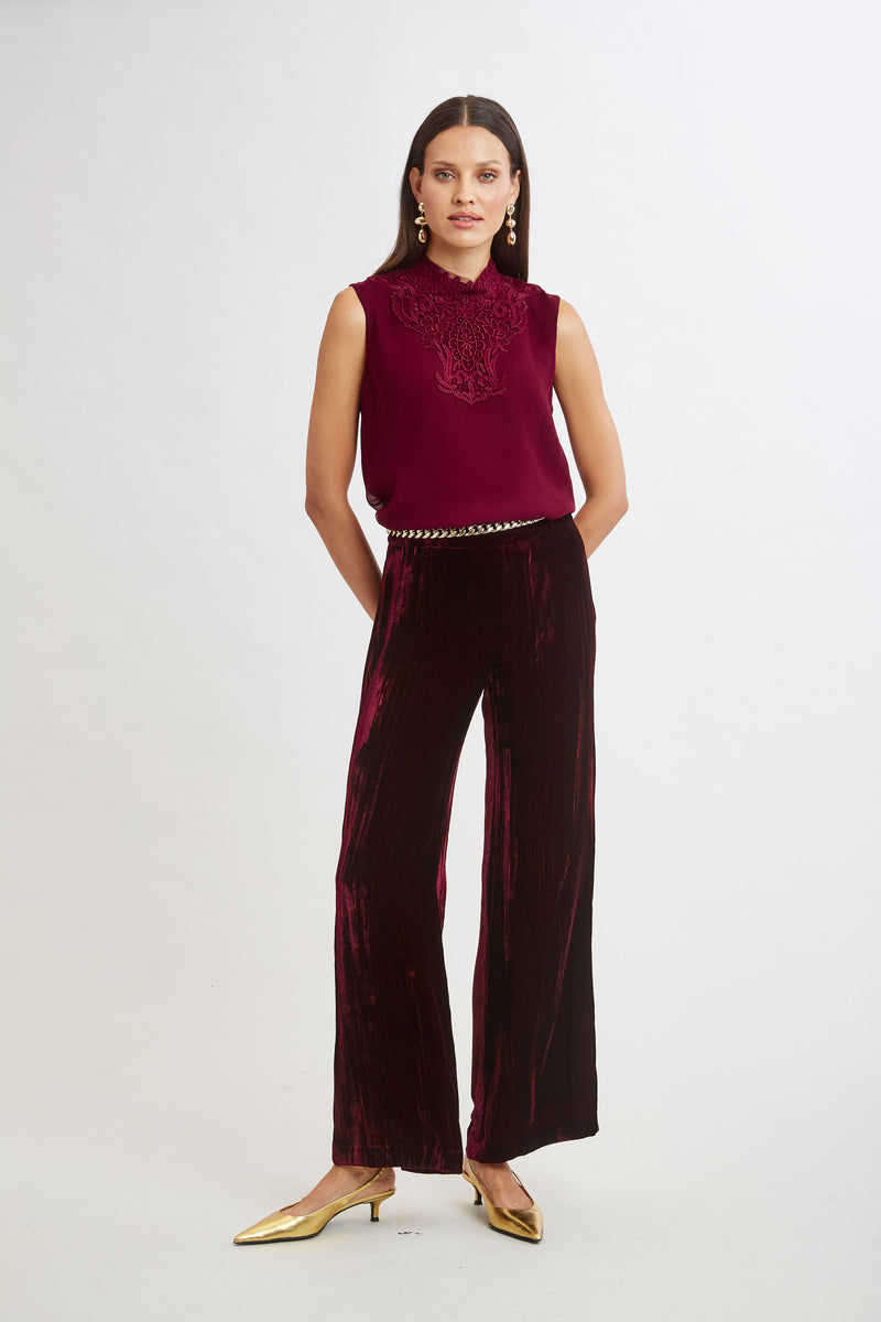 Plisse Velvet Fluid Pant