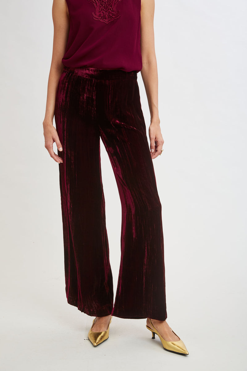 Plisse Velvet Fluid Pant