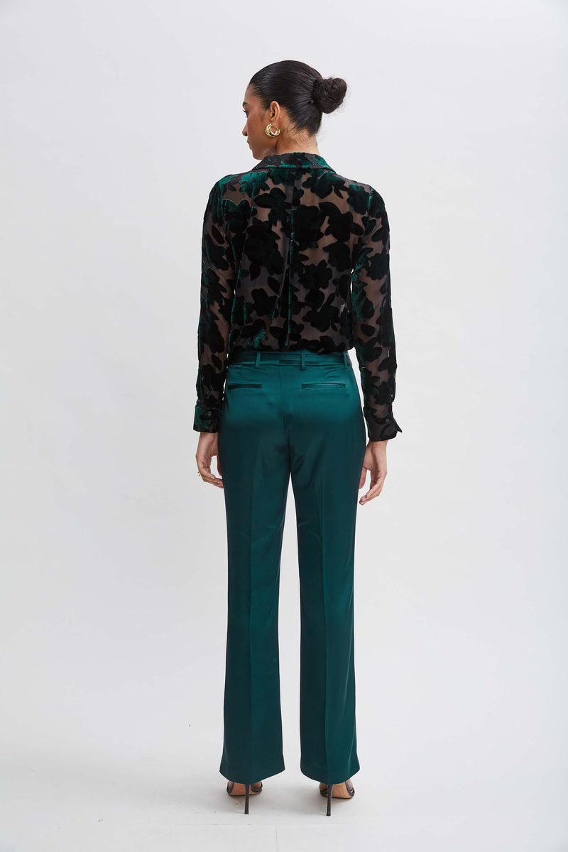 Satin Fit & Flare Sash Pant