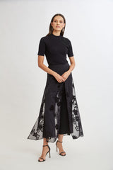 Floral Satin Burnout Overlay Pant