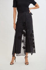 Floral Satin Burnout Overlay Pant