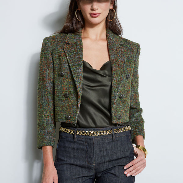 CROPPED BOUCLE TWEED JACKET – LIGHT BLUE