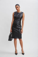 Vegan Leather Side Panel Dress