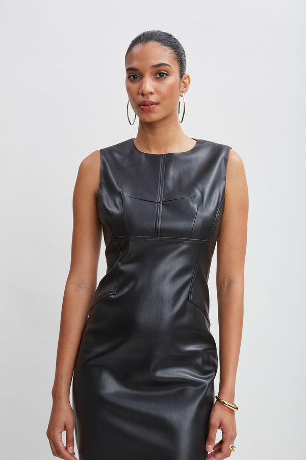 Vegan Leather Side Panel Dress