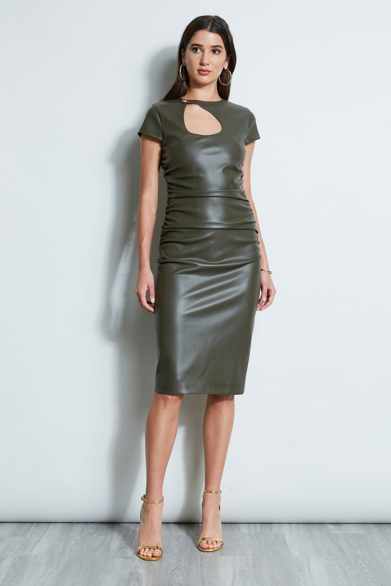 Vegan Leather Keyhole Dress – Elie Tahari