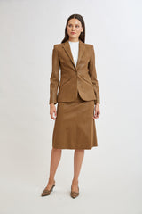 Croco Embossed Vegan Leather Panel Blazer