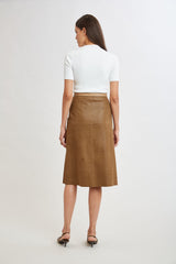 Croco Embossed Vegan Leather Midi Skirt