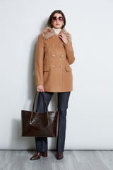 Faux Fur Collar Peacoat