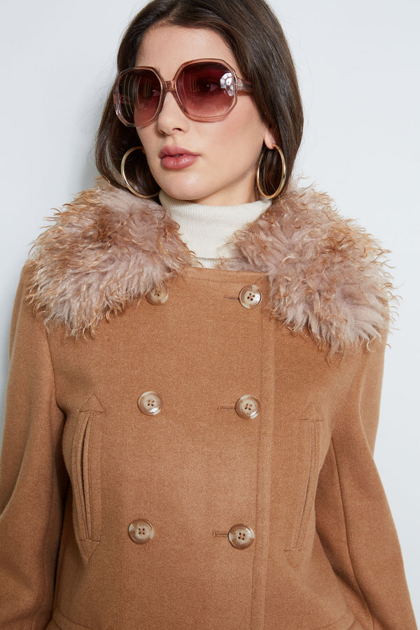 Faux Fur Collar Peacoat