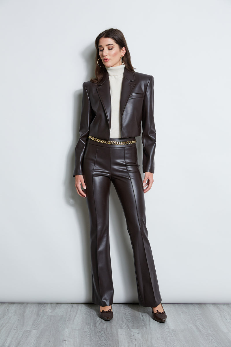 Wholesale Women's Leather Pants With Drawstring Black - 3621 | KAZEE