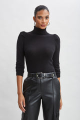 Ruched Sleeve Cashmere Wool Sweater