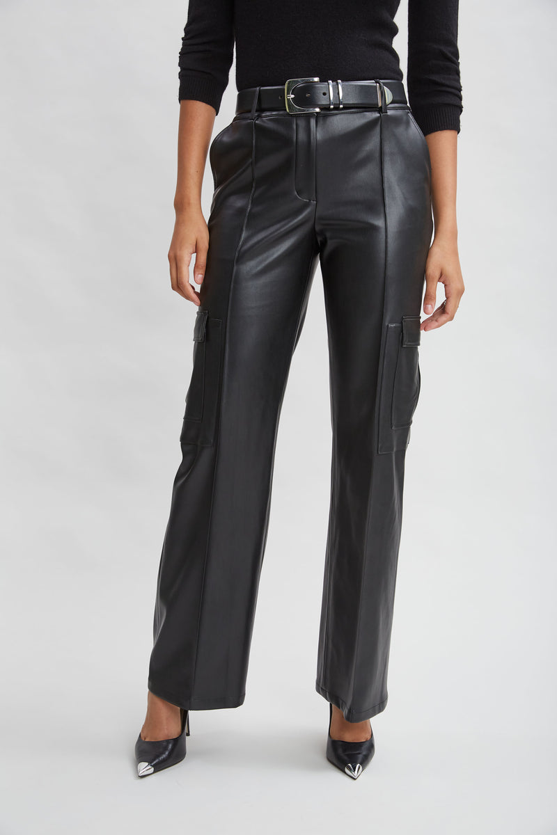 Vegan Leather Cargo Pant