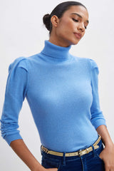 Ruched Sleeve Cashmere Wool Sweater