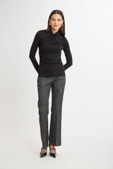 Long Sleeve Ruched Draped Knit