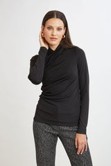 Long Sleeve Ruched Draped Knit