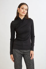 Long Sleeve Ruched Draped Knit