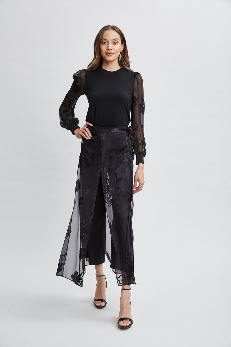 Floral Satin Burnout Overlay Pant