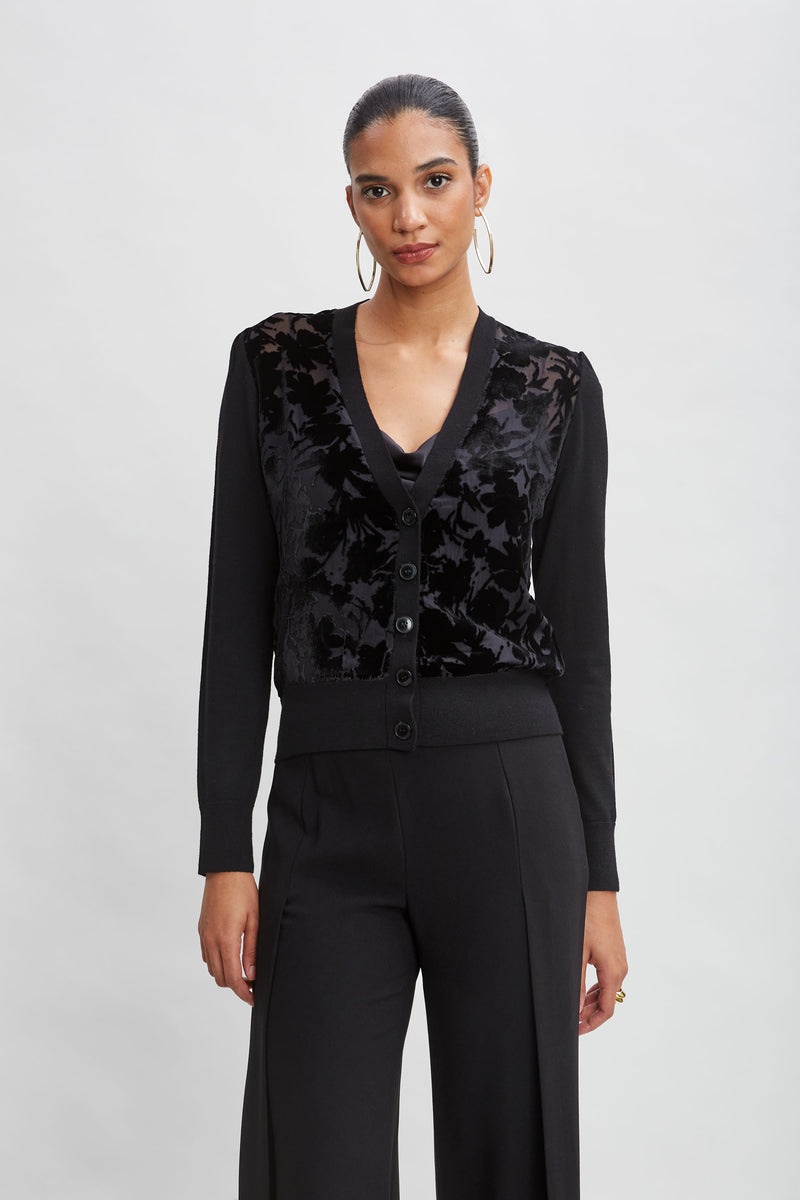 Black velvet cardigan hotsell