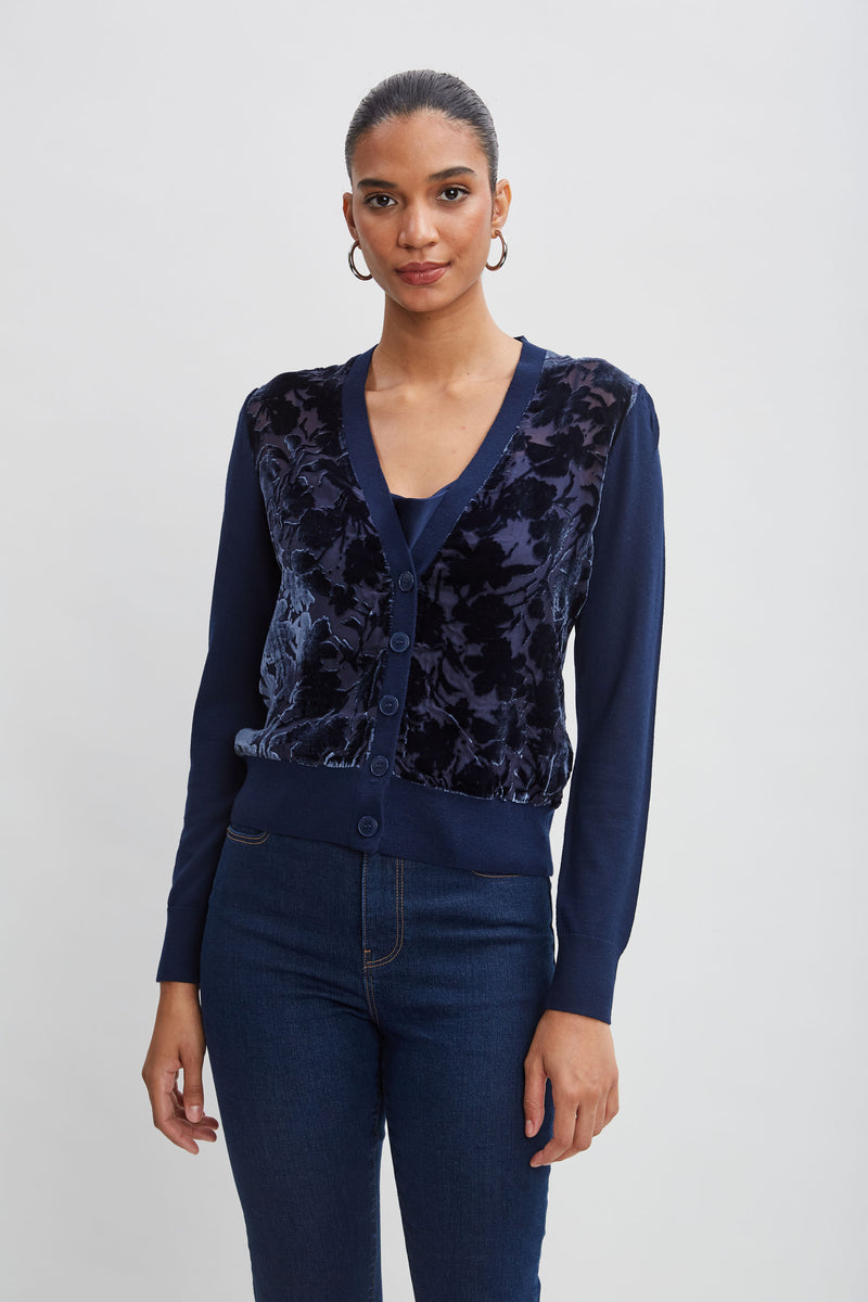 Blue velvet cardigan hotsell