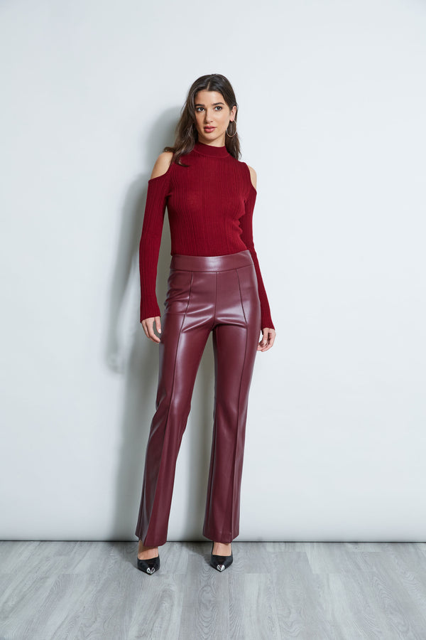 Wide-Leg Leather Trousers - Burgundy - Ladies | H&M GB