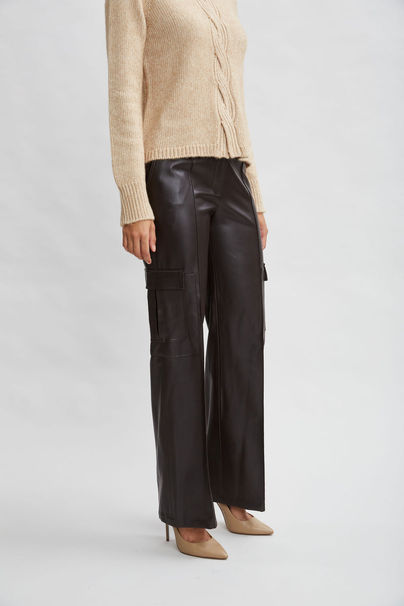 Vegan Leather Cargo Pant