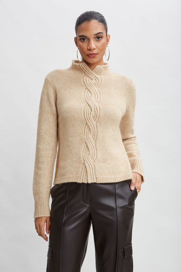 Cable Front Cotton Merino Sweater