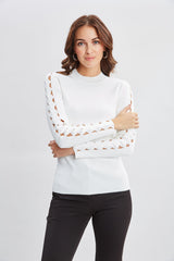 Openwork Sleeve Sweater