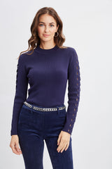 Openwork Sleeve Sweater