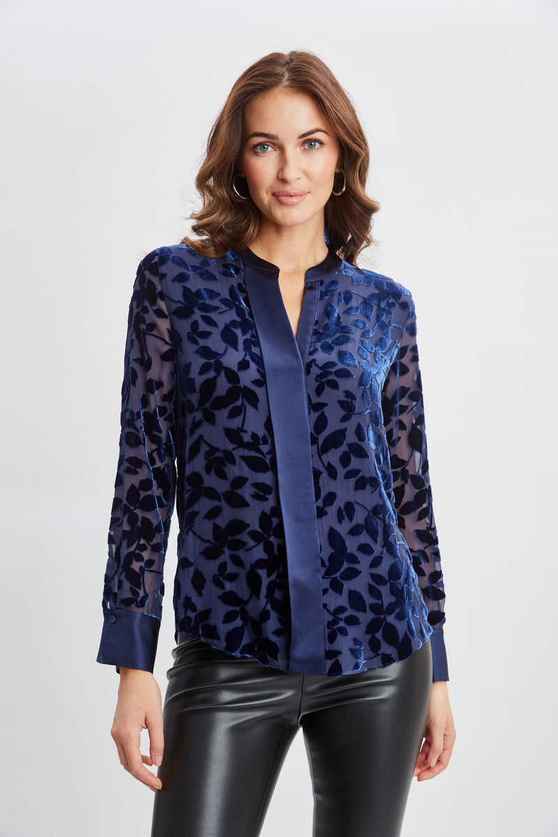 Satin Velvet Burnout Shirt