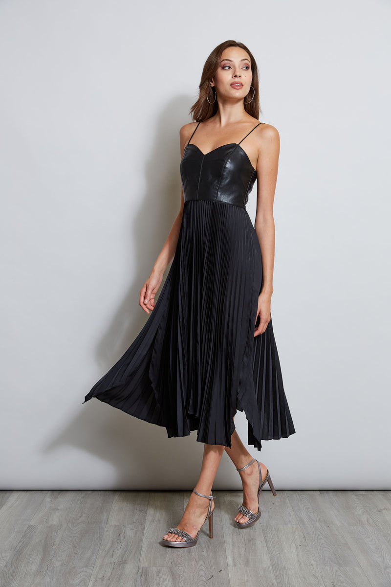 Vegan Leather Pleated Dress – Elie Tahari