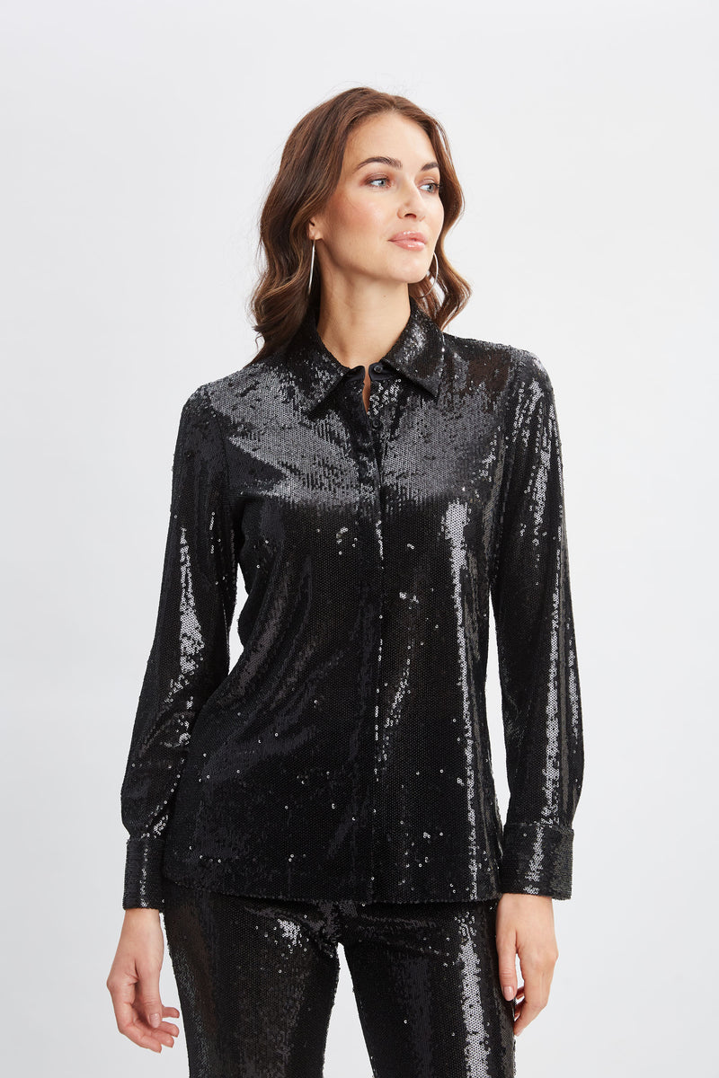 Sequin Button Down Shirt