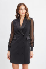 Chiffon Sleeve Blazer Dress