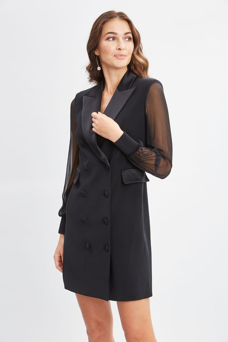 Chiffon Sleeve Blazer Dress